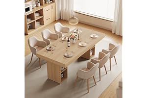 IDEALHOUSE 71-Inch Rectangular Oak Dining Table with Storage – Large 6-8 Person Wooden Kitchen Table Featuring a Spacious Tab