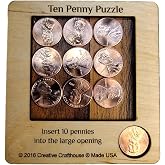 Creative Crafthouse 10 Penny Puzzle, Wood Coin Brain Teaser for Adults | Pack every penny flat into the tray. A coffee table and executive office challenge, gift ready for collectors