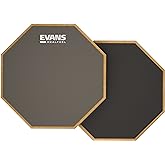 Evans RealFeel - Drum Practice Pad - Drum Pad - Drummer Practice Pad - Gum Rubber &amp; Neoprene, 2 Sided, 6 Inch,Grey