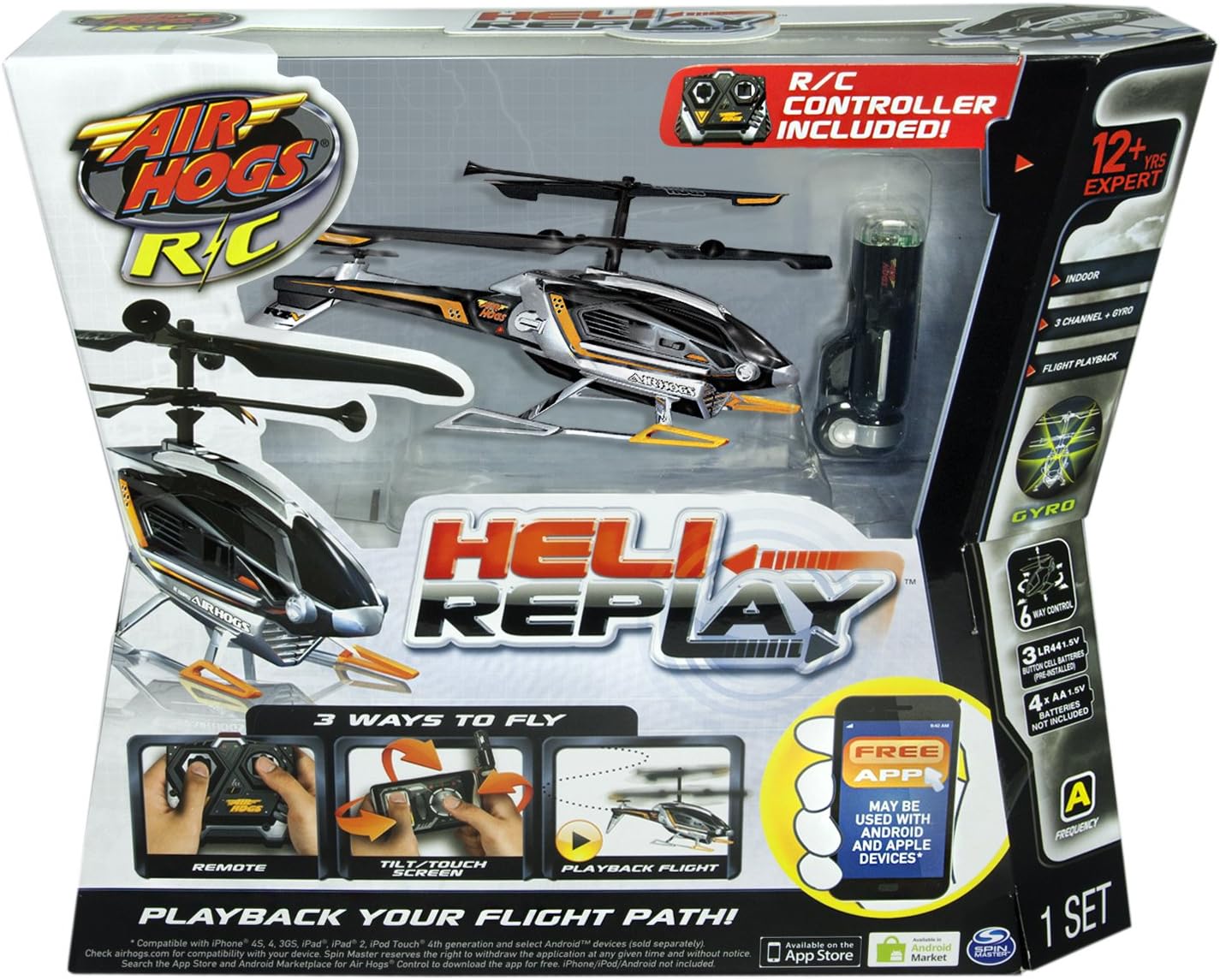 Air Hogs Heli Replay Black Silver Orange Electric Vehicles Amazon Canada