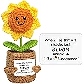 Crochet Sunflower Valentines Day Gifts for Women Men, Emotional Support Gift for Best Friend Sister and Coworker, Cool Birthday Gift for Teens Girls Boys, Encouragement Gifts for Women
