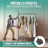 Klass Home Collection Portable Heavy Duty Clothes Rail with Shelf Black view 7