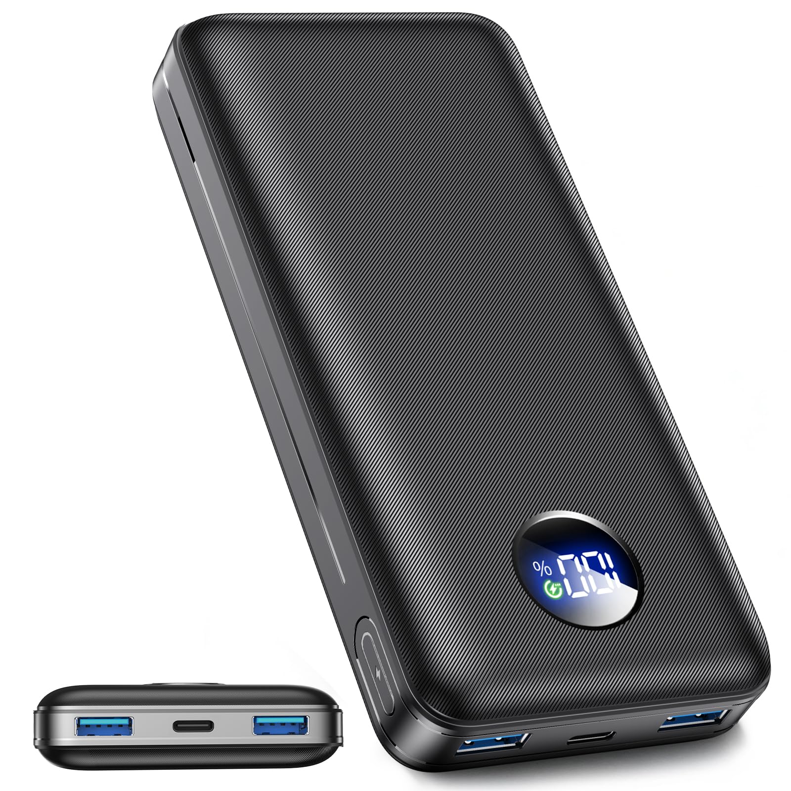 Power Bank, 26.800mAh Powerbank, Externe Handy-Akkus mit 22.5-W-Schnellladefunktion, USB-C-Eingang & -Ausgang, PD 3.0 und QC 4.0. Kompatibel mit iPhone 17, 16, 15, 14, für Samsung Galaxy S25,Asphalt