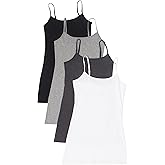 4 Pack Active Basic Women's Basic Tank Tops,Medium,White/Charcoal/Black/H Gray