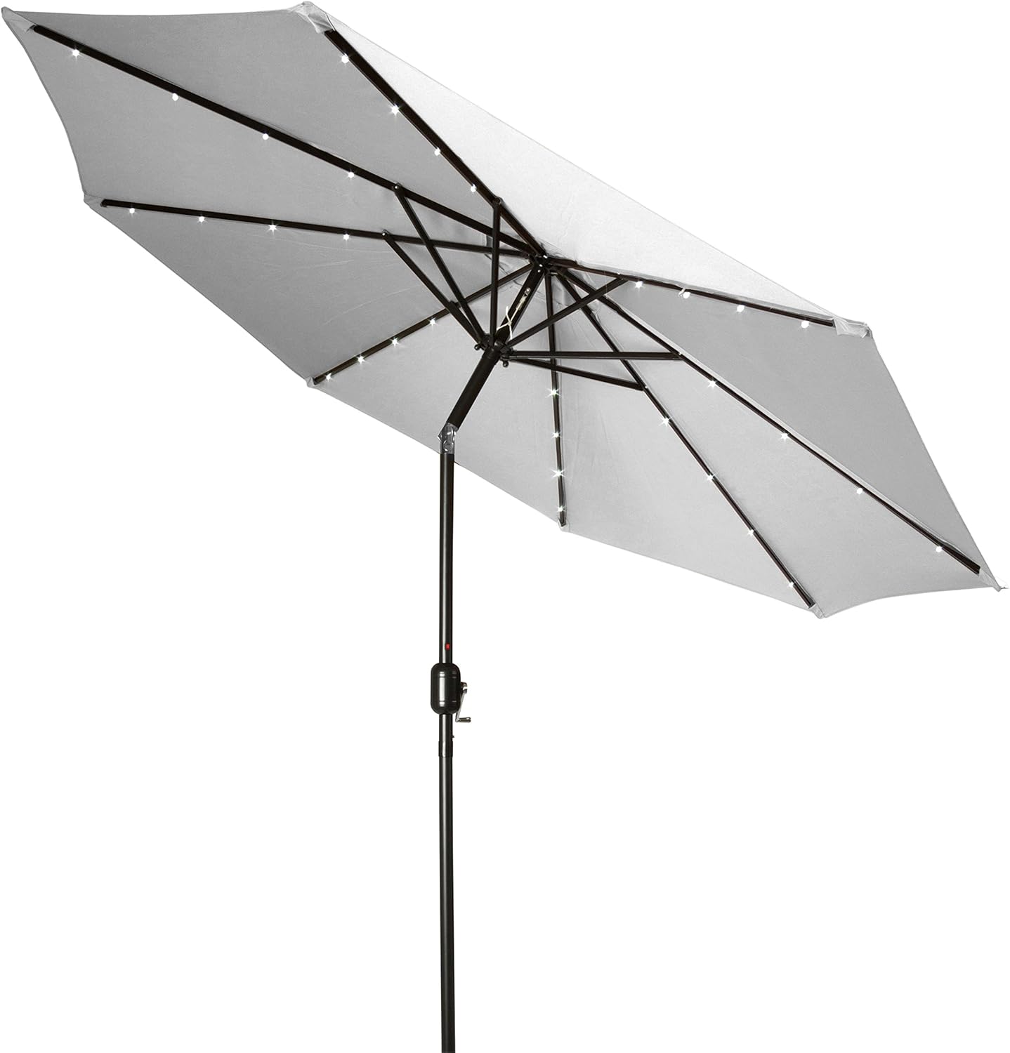 Amazon Com Trademark Innovations 7 Solar Led Patio Umbrella Gray Garden Outdoor