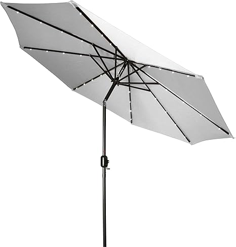 Amazon Com Trademark Innovations 7 Solar Led Patio Umbrella Gray Garden Outdoor
