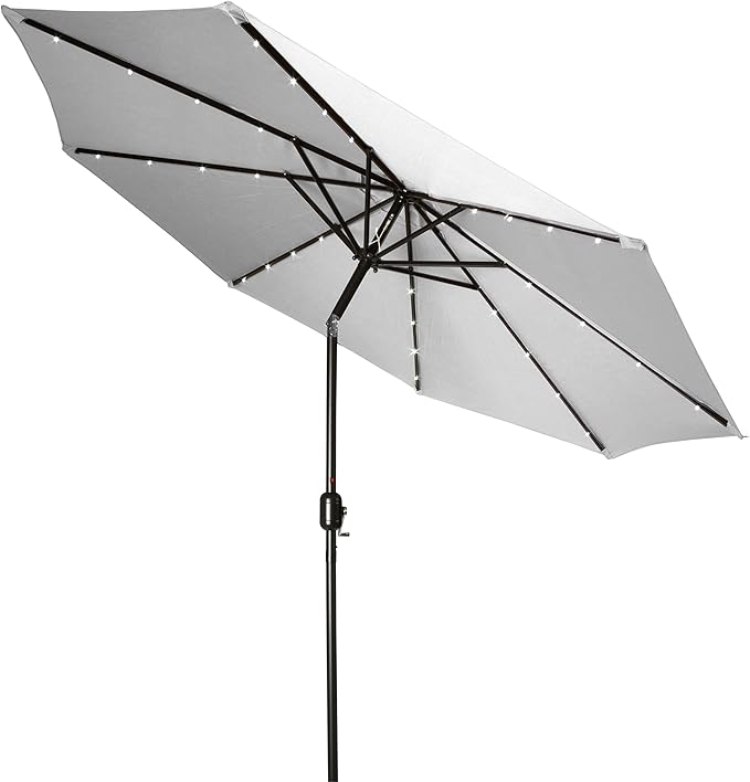 Amazon Com Trademark Innovations 7 Solar Led Patio Umbrella Gray Garden Outdoor
