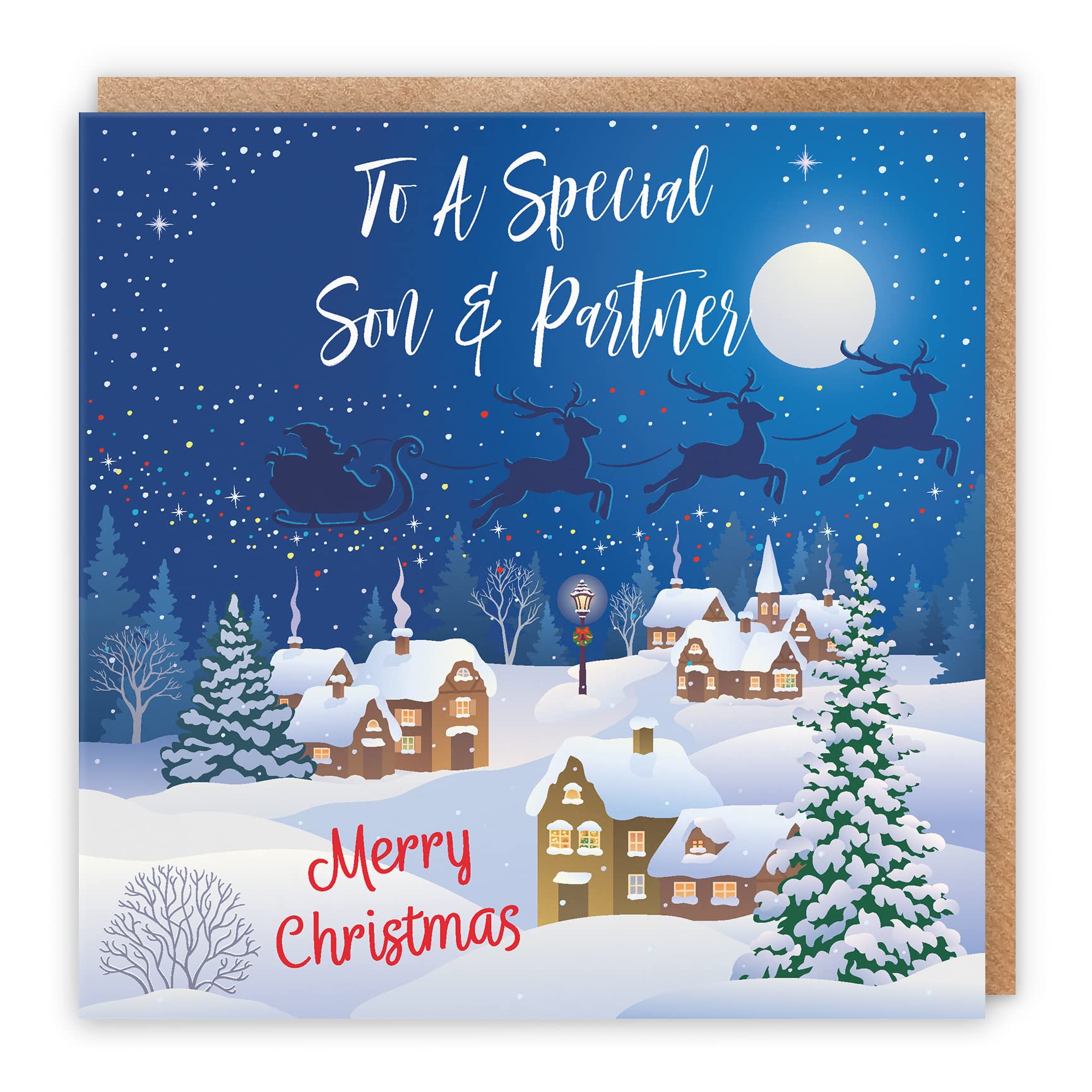 Hunts England - Son And Partner Christmas Card - To A Special Son & Partner - Merry Christmas - Winter Wonderland Collection - Fun Card