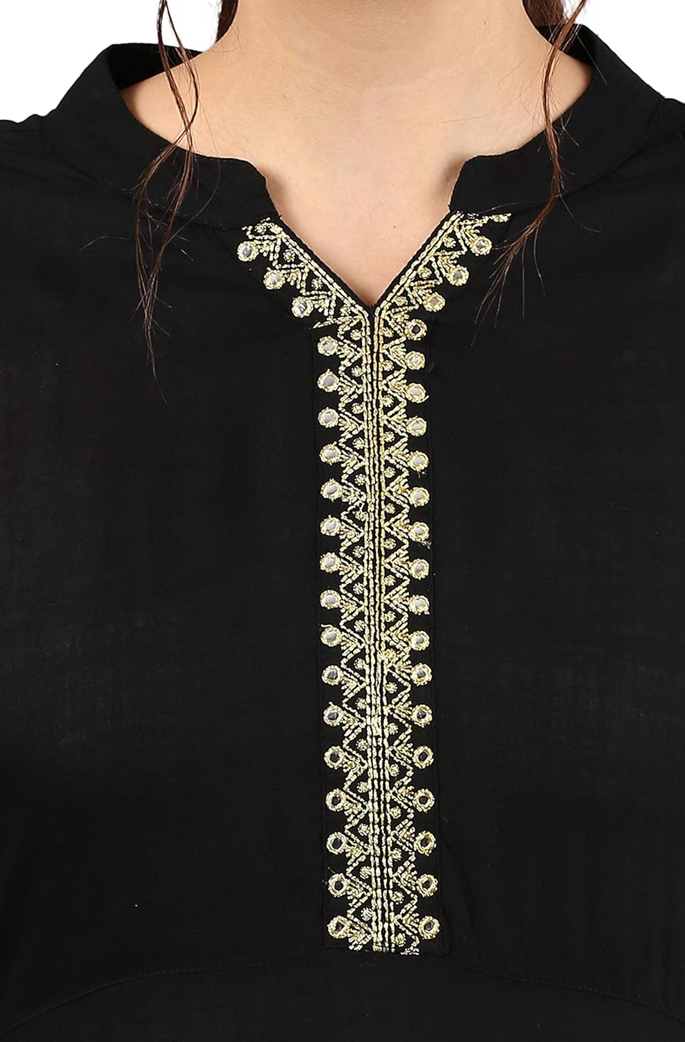 janasya women's rayon mirror work straight kurta with palazzo