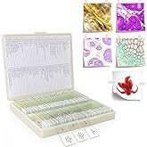 100 Pcs Microscope Slides with Specimens for Kids Student Homeschool, Prepared Microscope Slides for Biology Science Educatio