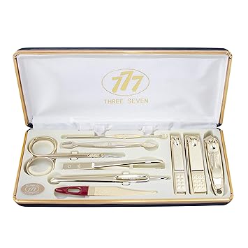 three seven manicure set gold