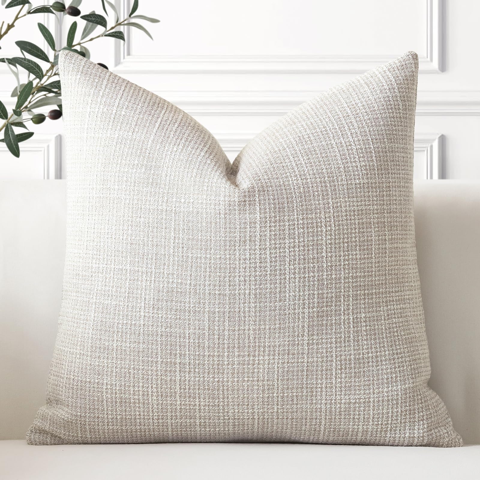 Artscope Linen Cushion Covers Set of 1 Decorative Square Pillowcase Pillow Cover 16x16 Inch for Home Decor Sofa Bedroom Car 40x40cm Beige — image 1