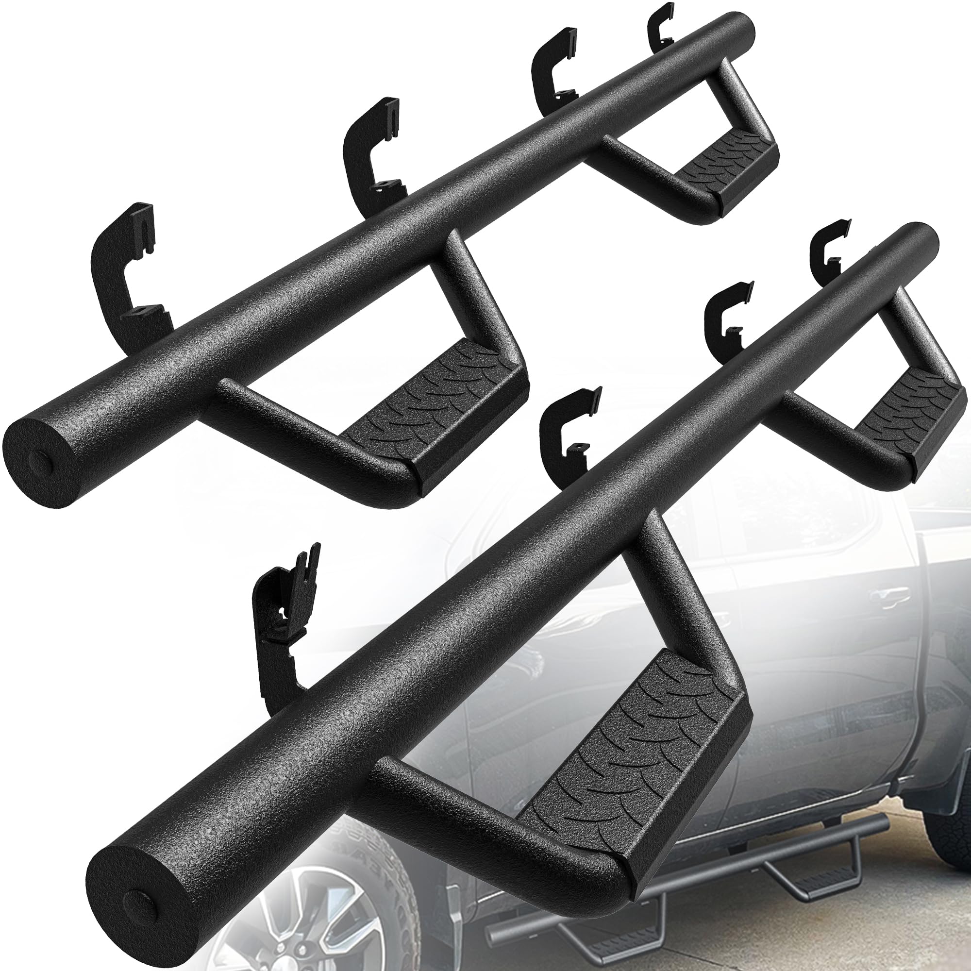 Photo 1 of **MISSING PARTS - See clerk notes**
YITAMOTOR Drop Running Boards Compatible with 2007-2018 Chevy Silverado/GMC Sierra 1500 Crew Cab, 2007-2019 2500HD 3500HD Crew Cab Carbon Steel Side Steps Nerf Bars Rails
