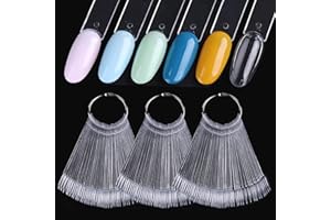 SUTOKAKA 150 Pcs Clear Nail Swatch Sticks with Ring, Oval Shape Nail Swatches for Gel Polish, Transparent Acrylic Tips for Organization, Displaying Colors and Training Nail tech Supplies for Home or Salon Use