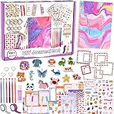 Goldge 109pcs DIY Journal Kit - Gifts for Girls Ages 8 9 10 11 12+ Year Old, Scrapbook Kit for Tweens Teens Decorate Personalized Planner/Organizer, Arts and Crafts for Kids Ages 8-12