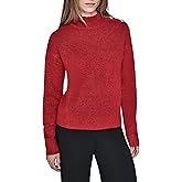 Karl Lagerfeld Womens Long Sleeve Mock Neck Crystal Button Sweater