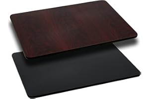 Flash Furniture Glenbrook 24'' x 30'' Rectangular Table Top with Black or Mahogany Reversible Laminate Top