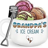 Grandpa Fathers Day Birthday Gifts,Best Grandpa Ever Gifts from Grandkids,Great Grandfather Grandparents Papa Christmas Gift from Granddaughter Grandson,Funny Ice Cream Bowl with Shovel Spoon Set