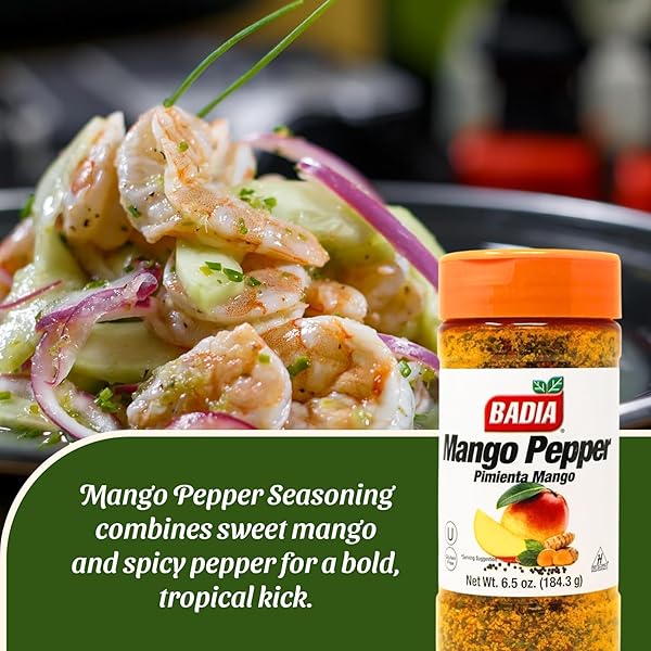 BADIA MANGO PEPPER SEASONING, 6.5 OZ – SWEET & ZESTY CITRUS PEPPER BLEND FOR CHICKEN, SEAFOOD & VEGETABLES