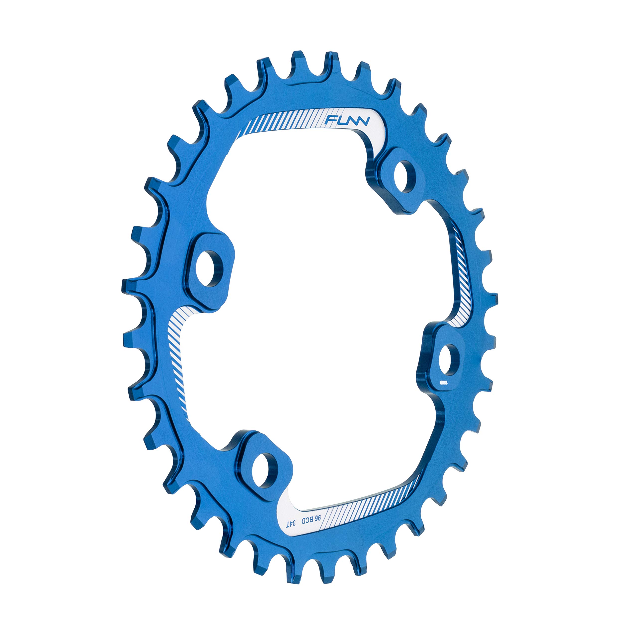 Funn Solo Narrow Wide Chainring for 9 10 11 12 Speed Chain, Fits Asymmetric 96mm BCD Interface Crankset, Single Speed Bike Chain Ring for MTB, BMX Bike, Gravel Bike and Road Bike (34T, Blue)