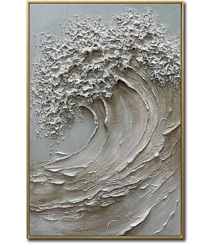 Amazon.com: V-inspire 3D Textured Ocean Wave Canvas Wall Art, 30 x