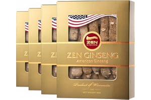 ZEN GINSENG 4 Boxes American Ginseng Root — Super Long Jumbo Wisconsin Ginseng (4oz/Box) Performance & Mental Health for Men & Women