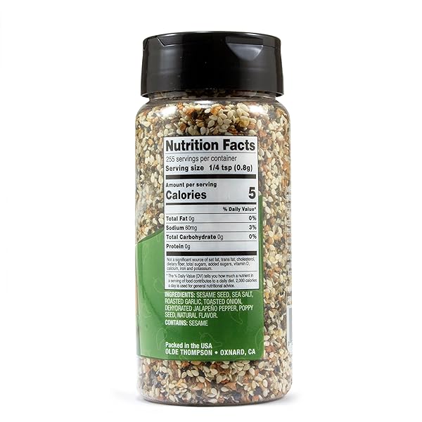 OLDE THOMPSON EVERYTHING BAGEL SEASONING WITH JALAPENO, SPICE AND SEASONING BLEND, 7.2 OUNCE