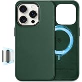 SHIELDON Genuine Leather Case for iPhone 16 Pro 6.3" 2024, Midnight Green | for MagSafe, Magnetic Wireless Charging, Camera Button, Metal Buttons, Camera Bezel, Shockproof, Non-Slip, Anti-Scratch, Slim