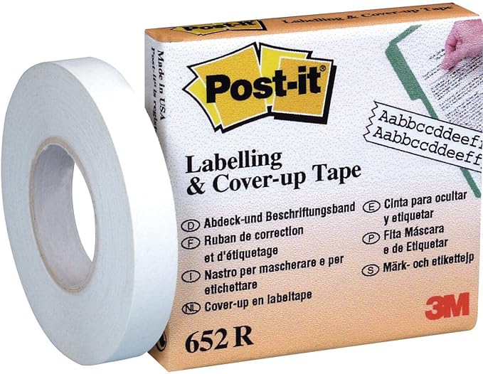 Postit 652R 8.42 mm x 17.7 m 2Lines Width CoverUp and Labelling Tape