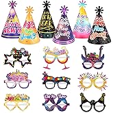 HOWAF New Years Eve Party Supplies-30pcs colorful Happy New Year Cone Hats and Eyeglasses for 2026 Happy News Year Party Decoration Favors, 2026 NYE Decorations Kit for Adults Photo Props