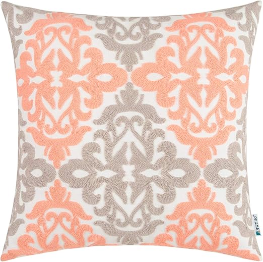 Amazon Com Hwy 50 Coral Pink Grey Decorative Embroidered Throw