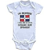I'm Bilingual I Can Cry in Both English and Spanish Funny Dominican Republic Flag Baby Bodysuit
