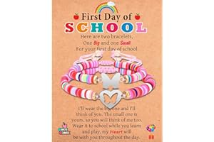 IKIATY First Day of School Kindergarten Preschool Gifts, Mom and Daughter Matching Bracelets Set, Back to School Gifts for Girls Daughter