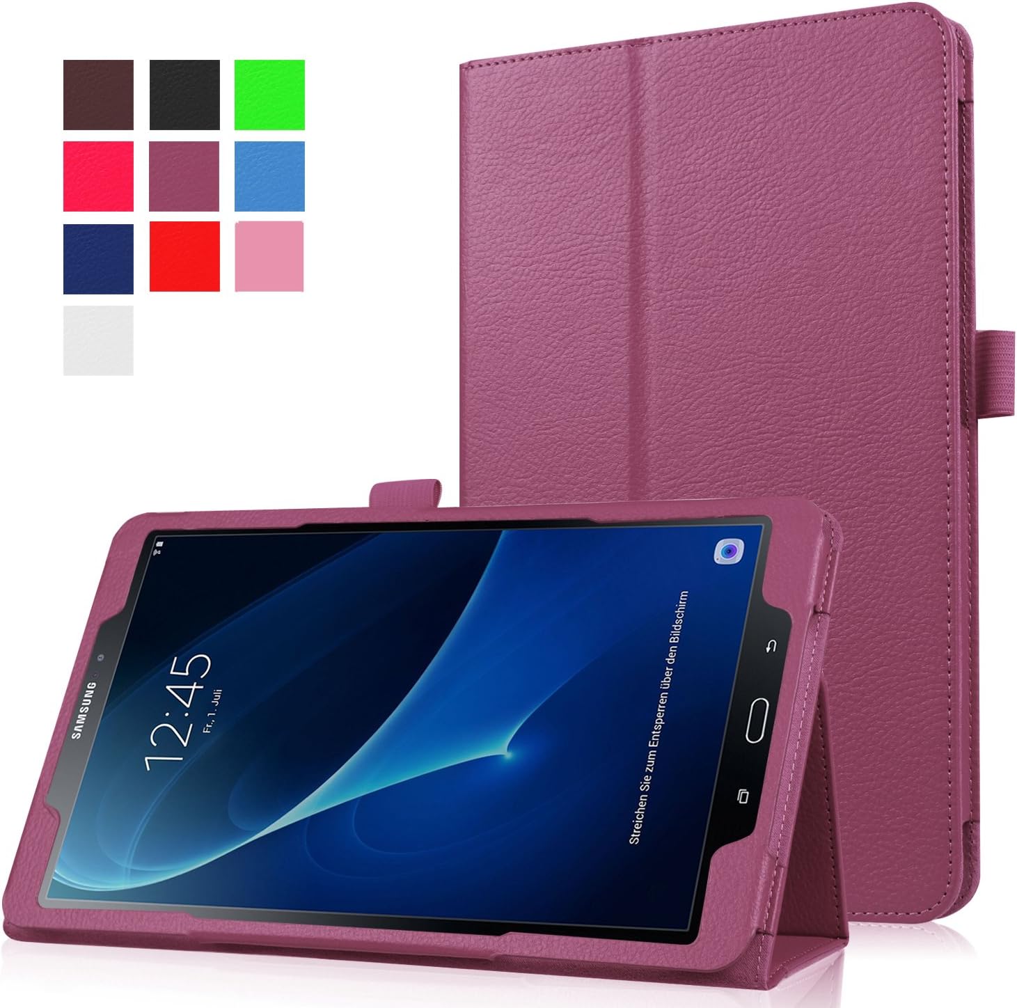 Asng Samsung Galaxy Tab A 10.1 Case - Slim Folding Cover with Auto Wake/Sleep for Samsung Galaxy Tab A 10.1" 2016 Tablet (SM-T580/T585/T587, No Pen Version) (Purple)