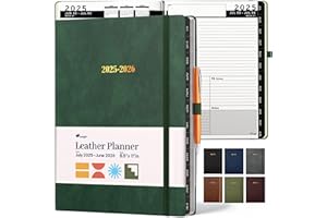 Ensight 2025-2026 HARDCOVER Leather Planner Weekly & Monthly - 8.5x11 Inches - Academic Planner Business Personal or Student - Pen Holder, Thick Paper, July 2025 - June 2026 (Green)
