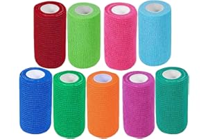 Self Adhesive Bandage Wrap 9 Pack 3 Inch x 5 Yards Elastic Vet Wrap Cohesive Bandage Non Woven Breathable Bandage for Wrist A