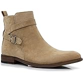 Polar Fox Men's Engineer Boot | Motorcycle Style Ankle Boot with Buckle Straps & Side Zipper |