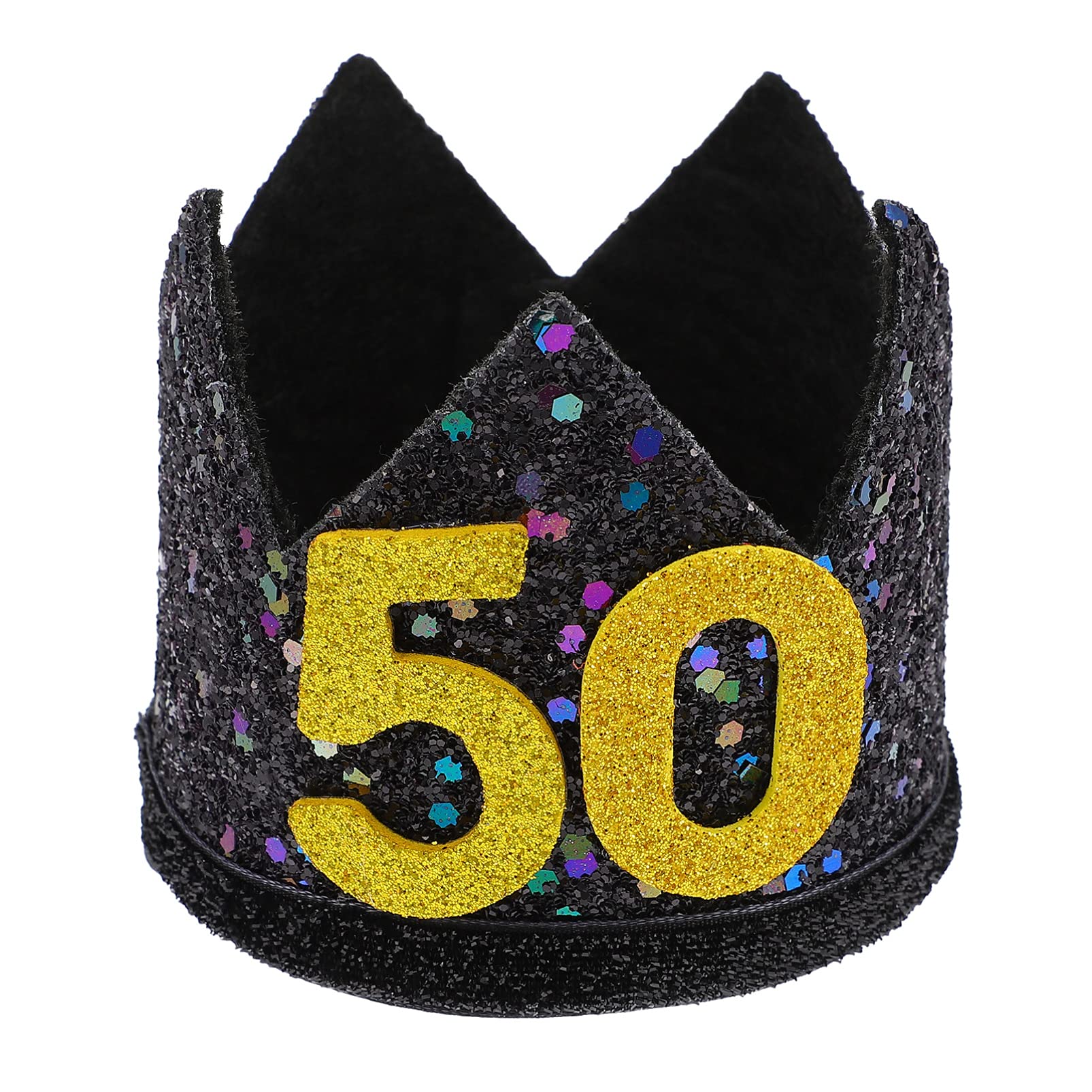 Amosfun 50th Birthday Crown Hats Glitter Birthday Party Headband Happy Birthday Party Hats Decoration Photo Props for Kids And Adults