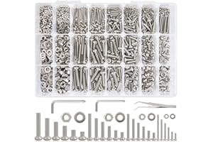 K Kwokker 1315Pcs Pan Head Phillips M2 M3 M4 M5 Machine Screws, 25 Sizes Bolts and Nuts Kit, 304 Stainless Steel Set Screw Assortment Kit, Metric Screw Assortment, Length 6mm-25mm, w/Screwdriver