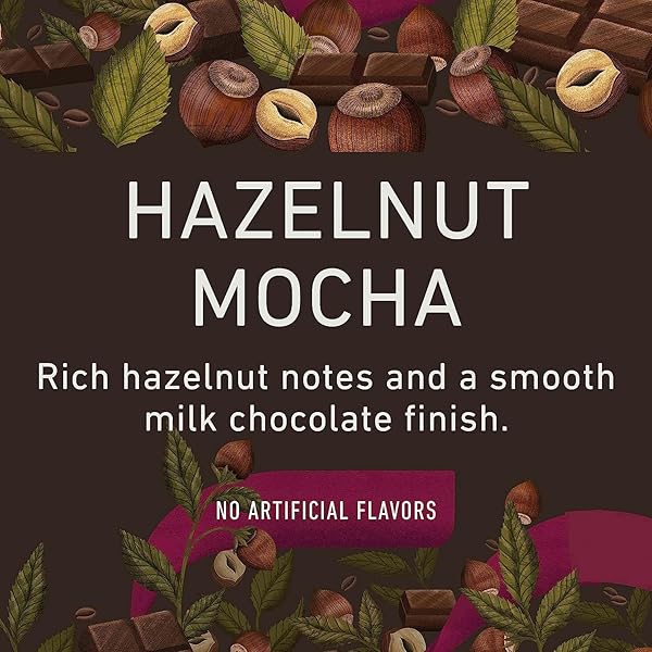 PEET’S COFFEE, FLAVORED LIGHT ROAST KEURIG K-CUP PODS – HAZELNUT MOCHA 10 COUNT (1 BOX OF 10 K-CUP PODS)