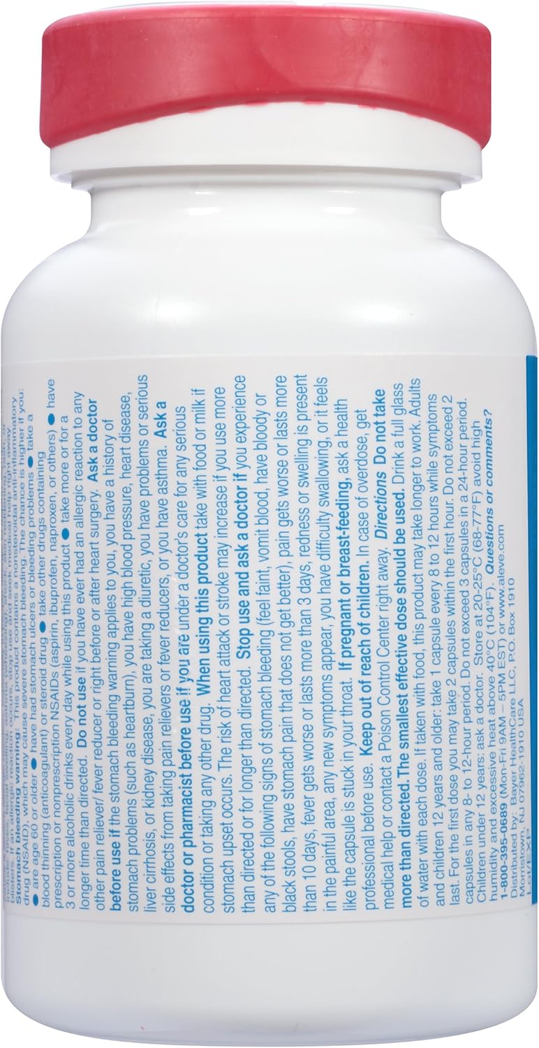 Aleve Liquid Gels with Easy Open Arthritis Cap, Naproxen Sodium, 220mg (NSAID) Pain Reliever/Fever Reducer, 80 Count: Health & Personal Care