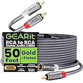 GEARit RCA Cable (50FT) 2RCA Male to 2RCA Male Stereo Audio Cables Shielded Braided RCA Stereo Cable for Home Theater, HDTV, Amplifiers, Hi-Fi Systems, Car Audio, Speakers, 50 Feet