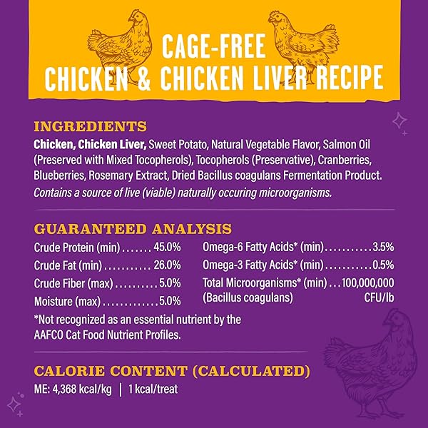 STELLA & CHEWY’S MEOWFULLS FREEZE DRIED CAT TREATS – CHICKEN & CHICKEN LIVER RECIPE – RAW PROTEIN WITH PROBIOTICS & SALMON OIL – 1 CALORIE PER TREAT – 1.5 OZ