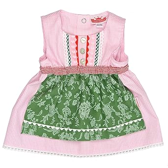 Eisenherz Mädchen Trachtenkleid Dirndl Baby Tracht mit angenähter Schürze rosa/grün