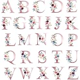 Yayatty 26 PCS Iron on Patches English Letters Flowers Patch Embroidered Heat Transfer Patches Iron on Applique Patch for T-Shirt Jeans Dress DIY Art Decoration