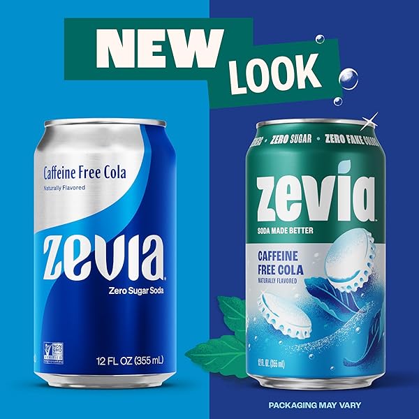 ZEVIA ZERO SUGAR SODA, CAFFEINE FREE COLA, 12 OZ CANS (24-PACK) – NATURALLY SWEETENED, ZERO CALORIE SUGAR FREE SODA – NON-GMO PROJECT VERIFIED, GLUTEN-FREE, VEGAN