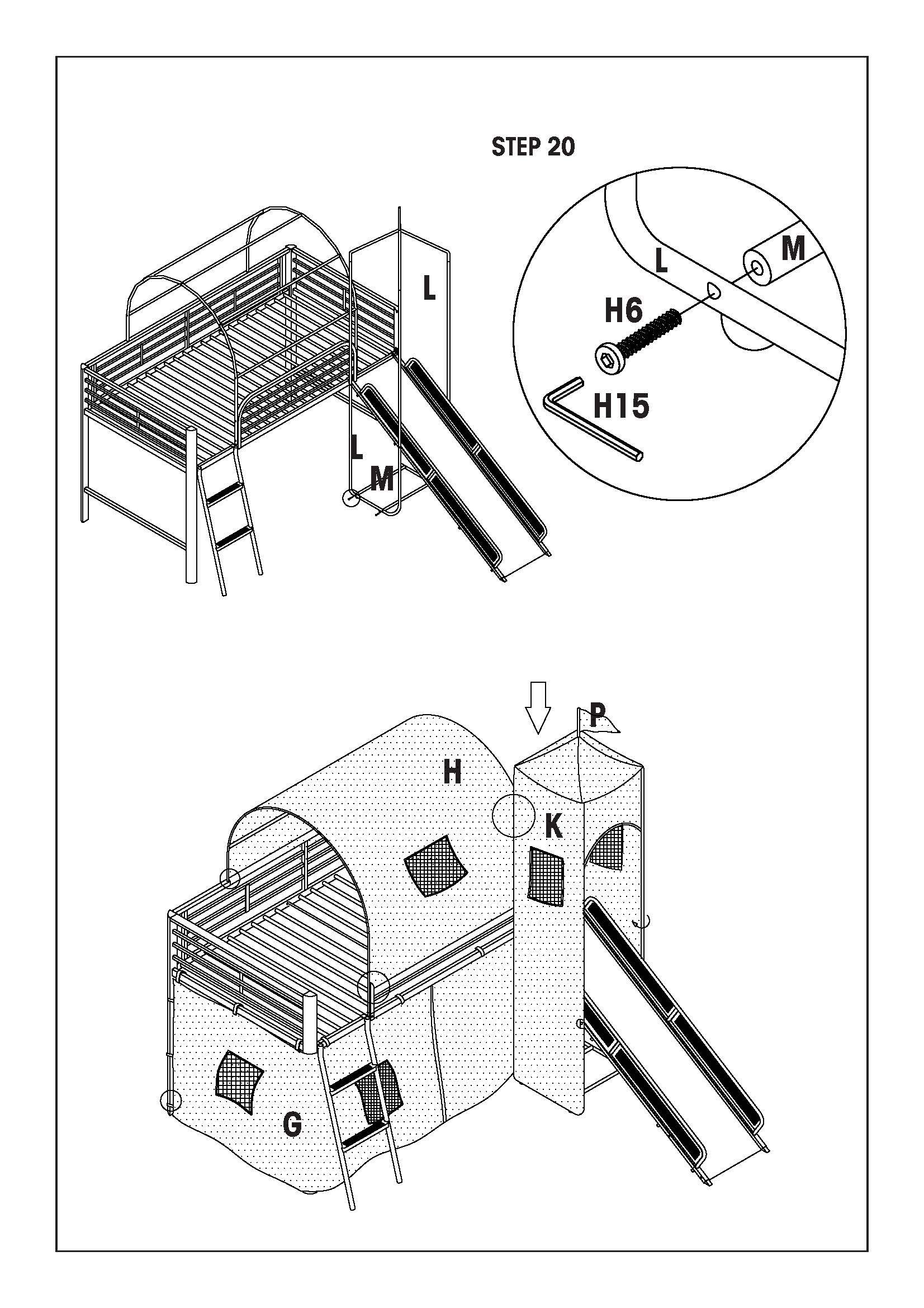 Powell Princess Castle Twin Tent Bunk Bed with Slide Buy Online in