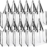 mekueeex 12 Pack Clear Tote Bags Stadium Approved, Transparent PVC Shoulder Handbag for Women, Clear See Through Plastic Tote Bags with Handles for Shopping, Work, Sports Games, School, Concert