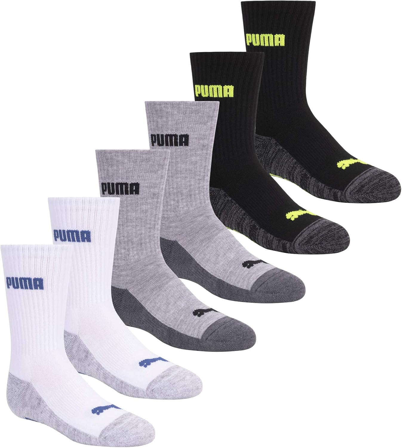 PUMA boys Crew Socks, White/Multi, 56.5 US Amazon.ca Clothing