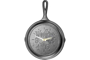 Lodge 9 inch Skillet Clock Inspired by Dolly Parton hit Song 9 to 5" - for Decorative Use Only - Hand Wash, Collector's Piece, 1 AA Battery Required (not Included).